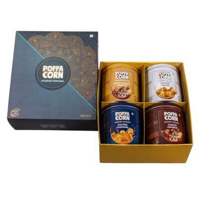 POPPACORN Gourmet Popcorn Gift Pack, Tin (560g, Green 4 Pack)