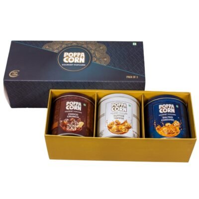 POPPACORN Gourmet Popcorn Gift Pack, Tin (410g, Green 3 Pack)