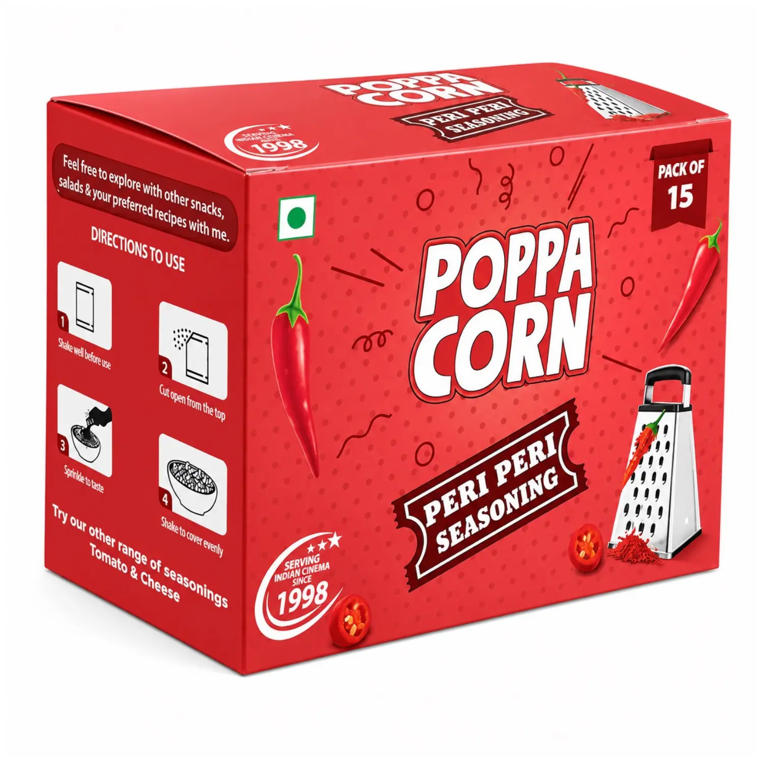 Poppa Corn Peri-Peri Seasoning powder 15 Sachets